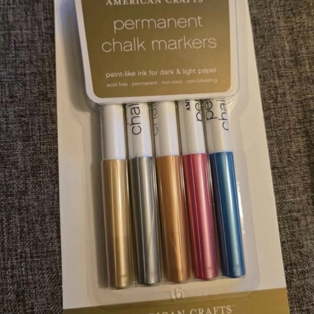 American Crafts Permanent Chalk Markers Set Metallic Colors 5 Pack New Sealed - Picture 6 of 6